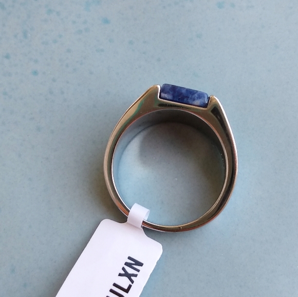 New men's stainless steel and blue ring - Picture 3 of 6